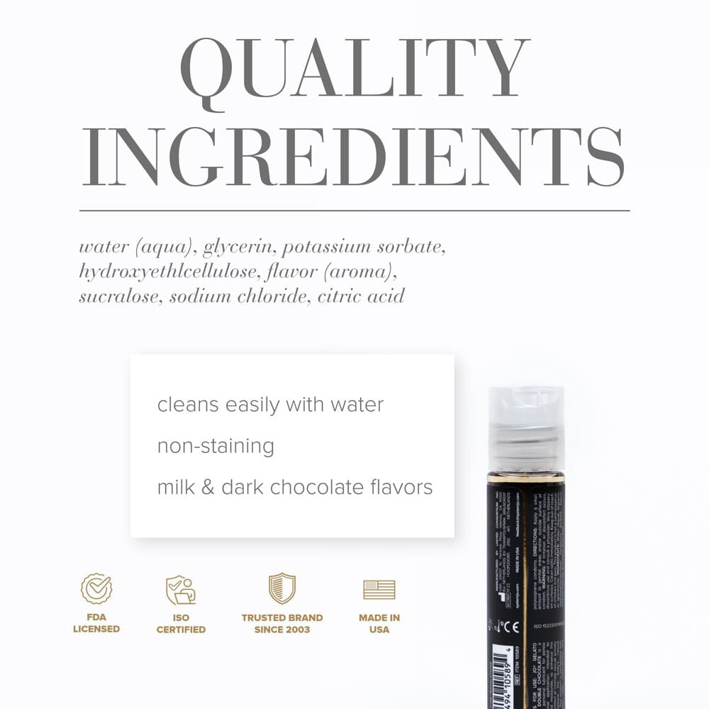 JO Gelato Decadent Double Chocolate Lubricant - 30 mL - Chocolate Flavoured Water Based Lubricant - 30 ml Bottle