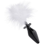 White Fluffer Bunny Tail Glass Anal Plug