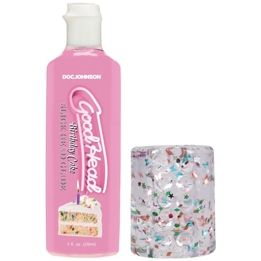 GoodHead Birthday Blowjob Kit - Birthday Cake GoodHead Glide with Helping Head Stroker