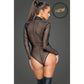 Zipped Tulle Bodysuit w Embroidery