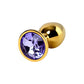 Gold Metal Anal Plug w Amethyst Crystal Small
