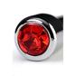 Silver Metal Urethral Plug w Ruby Rhinestone