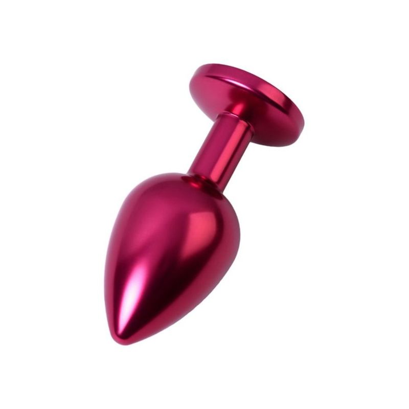Red Metal Anal Plug w Black Crystal Medium