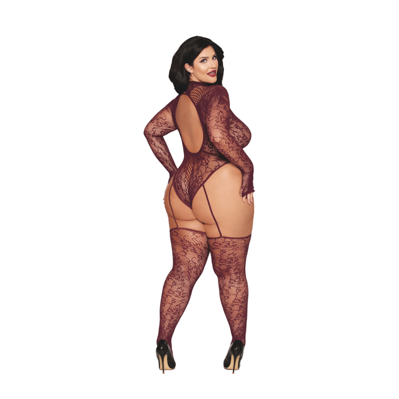 Dreamgirl Teddy Body Stocking Burgundy