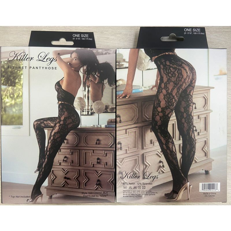 Lace Bloom Vertical Tights Black