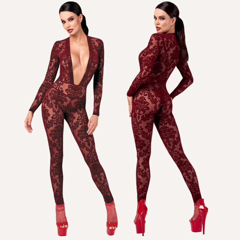 Kink Royal V Neck Catsuit Red