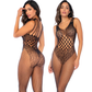 Leopard Fishnet Bodystocking Black