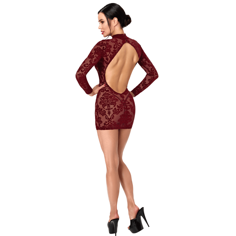 Masquerade Open Back Mini Dress Burgundy