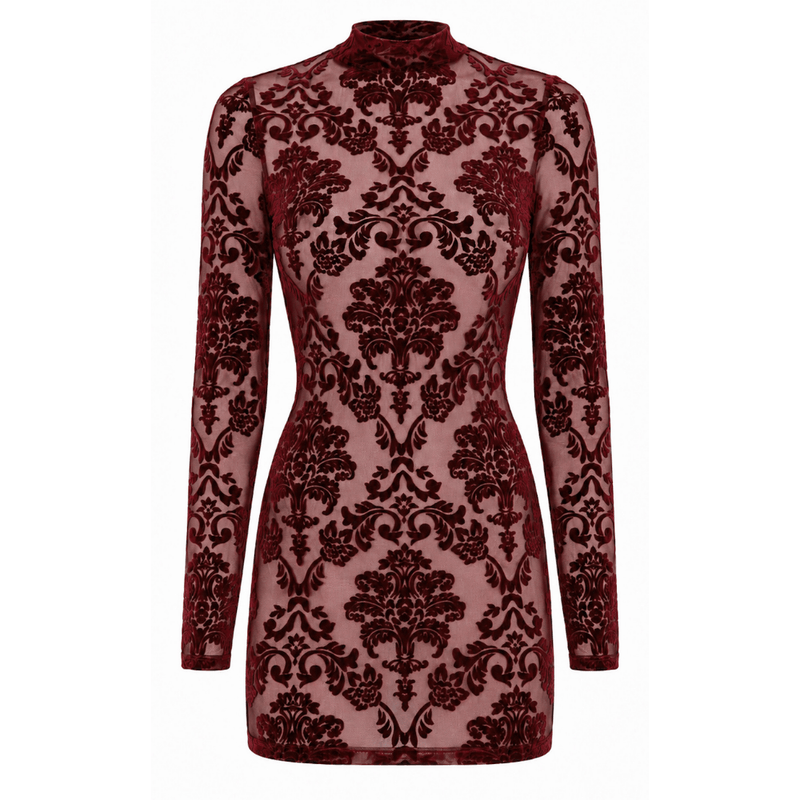 Masquerade Open Back Mini Dress Burgundy