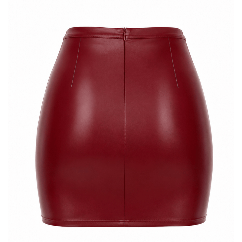 Bordeaux Affair Wet Look Mini Skirt Burgundy