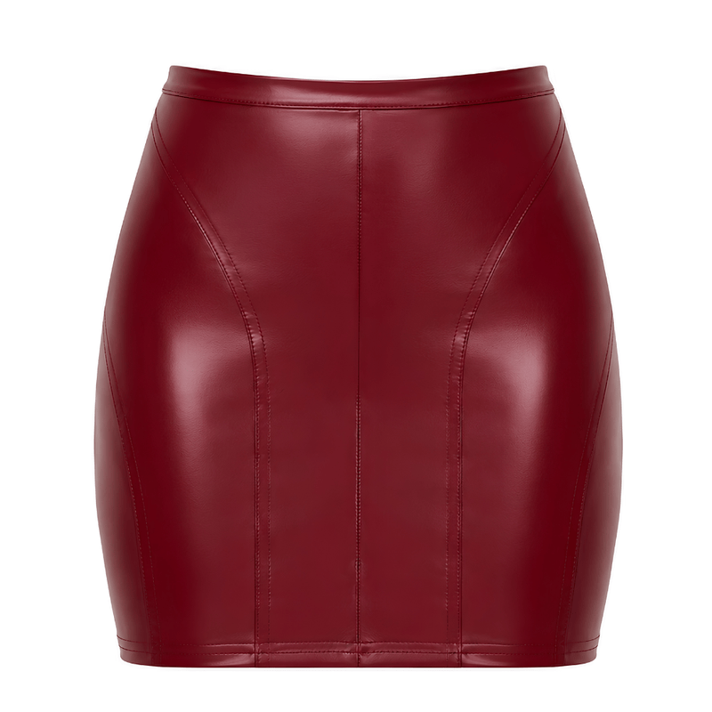 Bordeaux Affair Wet Look Mini Skirt Burgundy