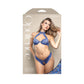 OPULENCE Halter Bralette & Crotchless Pearl Panty ML - Royal Blue - M/L Size