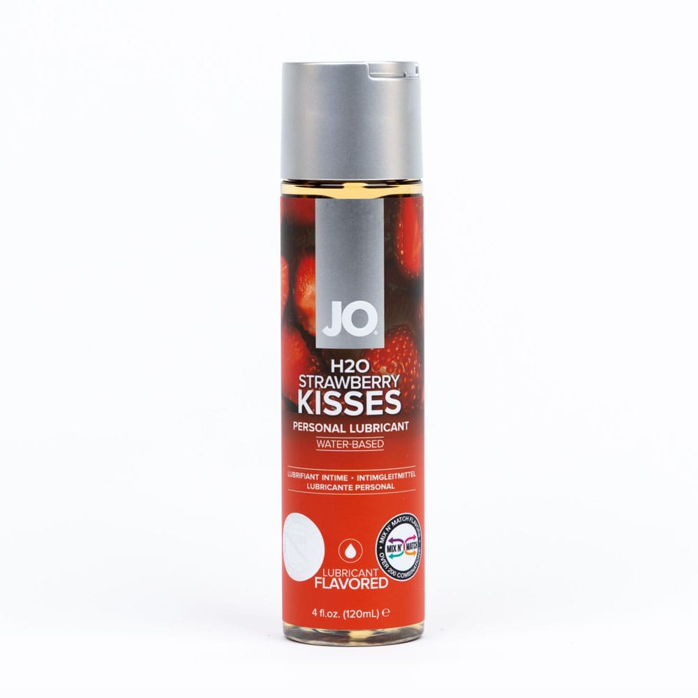 JO H2O Strawberry Kisses Lube - 120 mL - Strawberry Flavoured Water Based Lubricant - 120 ml Bottle