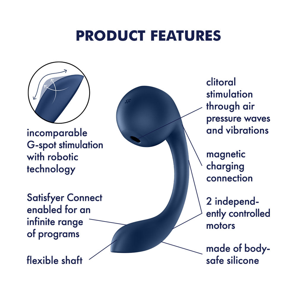 Satisfyer Pro+ Wave 4 - Blue USB Rechargeable Vibrator with Air Pulse Stimulation and App Control