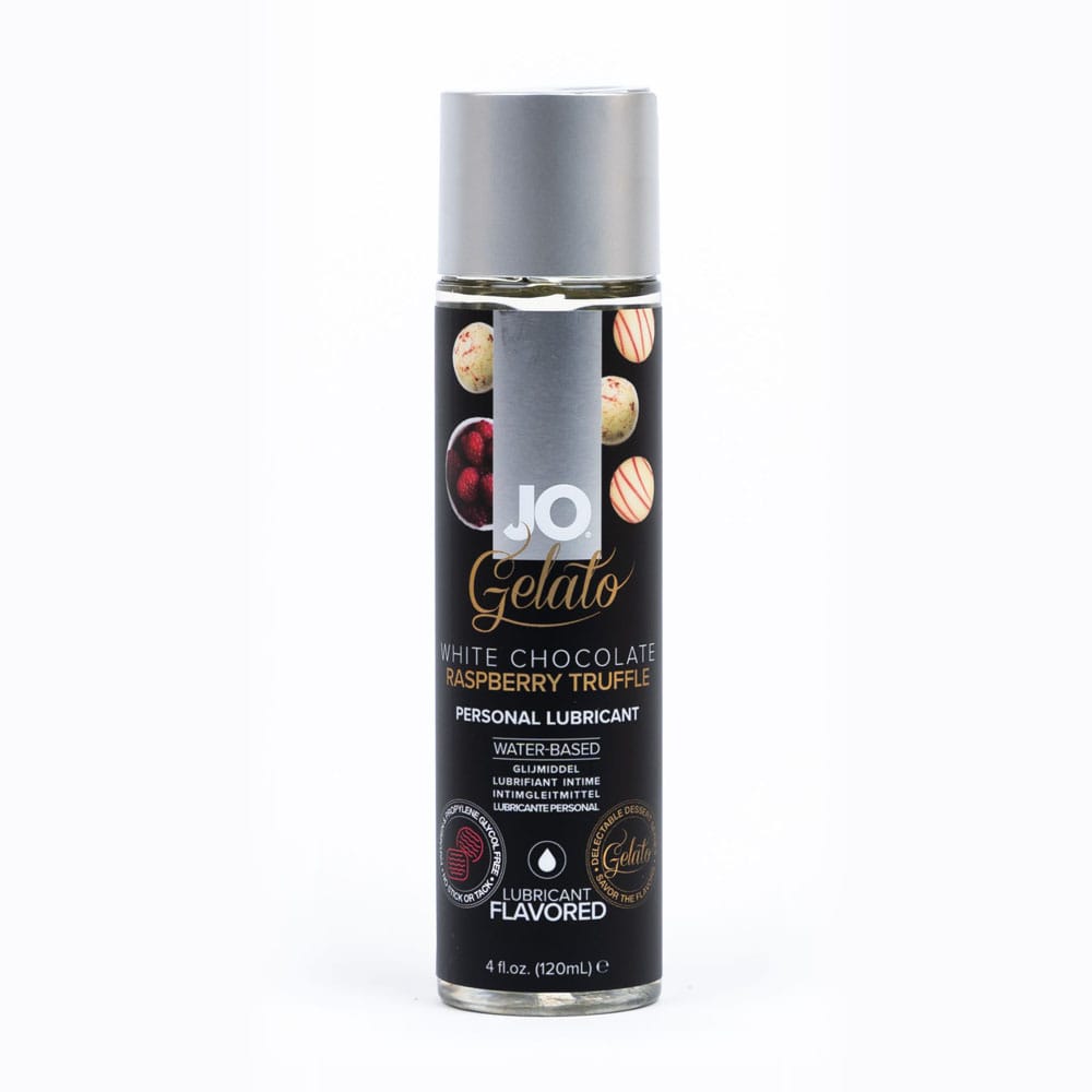 JO Gelato White Chocolate Raspberry Lube - 120 mL - White Chocolate Raspberry Flavoured Water Based Lubricant - 120 ml Bottle