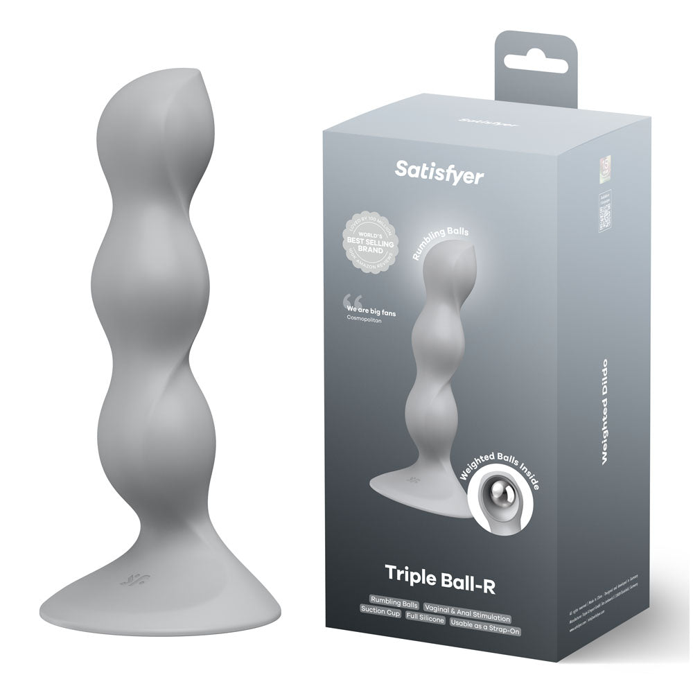 Satisfyer Triple Ball-R - Grey - Grey 18 cm Beaded and Weighted Dildo