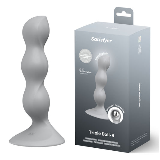 Satisfyer Triple Ball-R - Grey - Grey 18 cm Beaded and Weighted Dildo