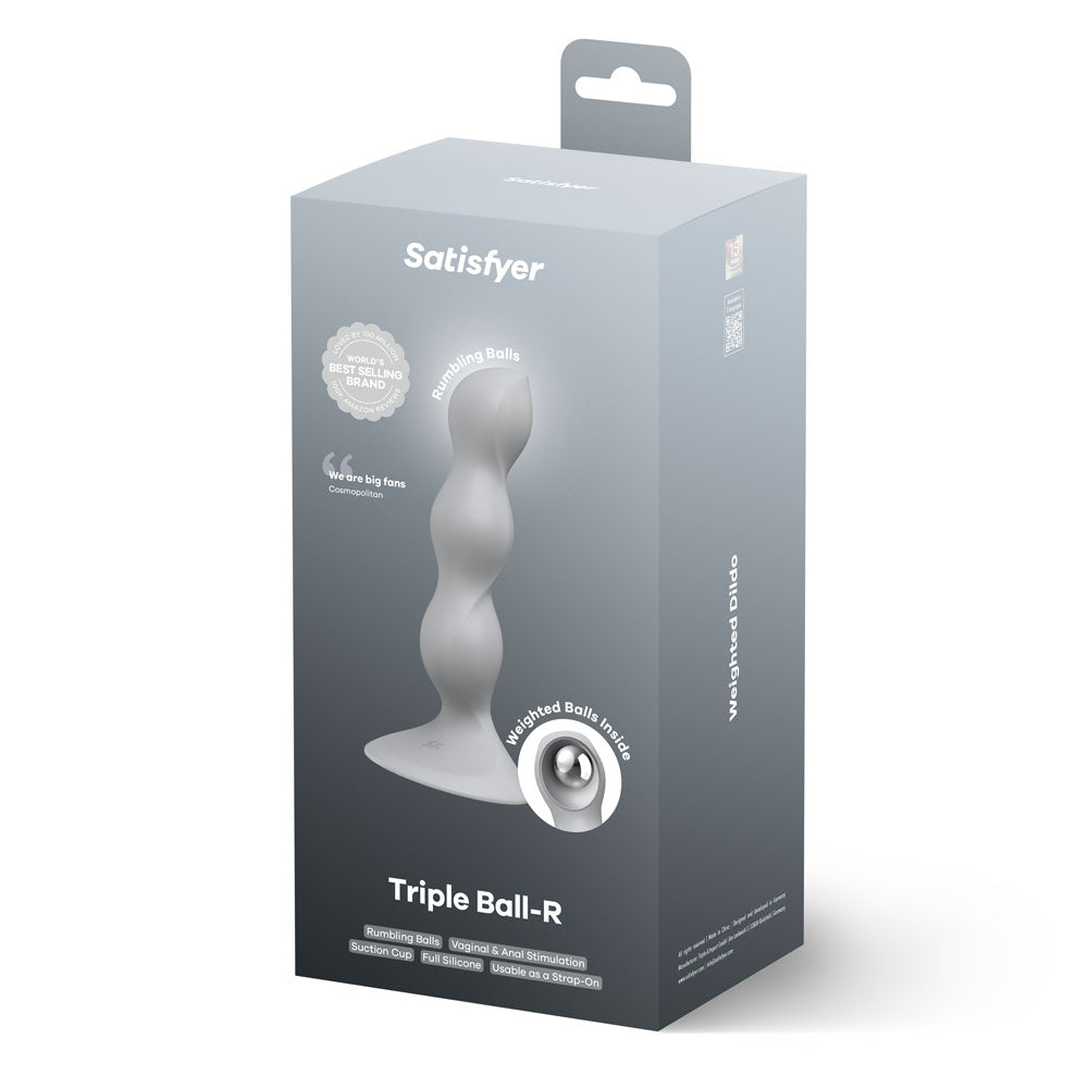 Satisfyer Triple Ball-R - Grey - Grey 18 cm Beaded and Weighted Dildo