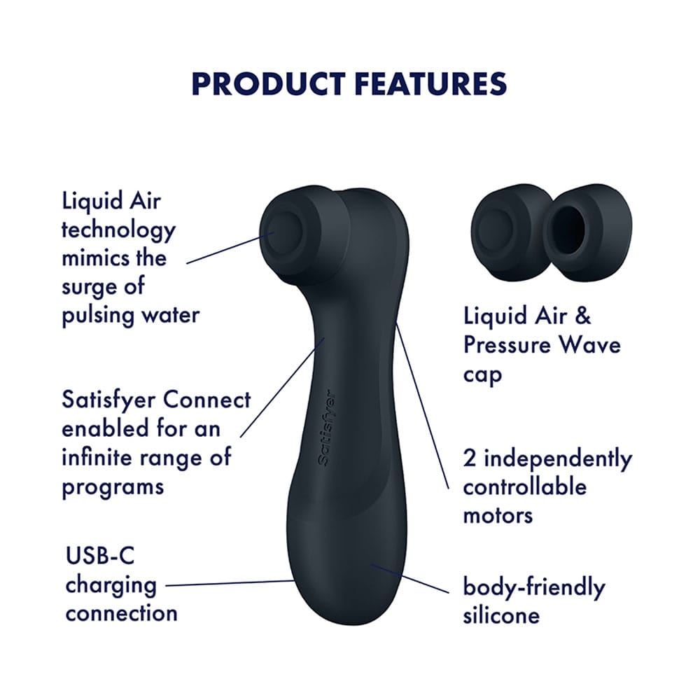 Satisfyer Pro 2 Generation 3 with App Control - Dark Grey - Dark Grey Touch-Free USB-C Rechargeable Clitoral Stimulator