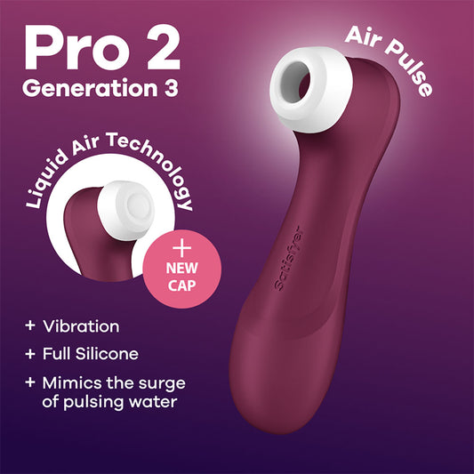 Satisfyer Pro 2 Generation 3 - Wine Red - Wine Red Touch-Free USB-C Rechargeable Clitoral Stimulator