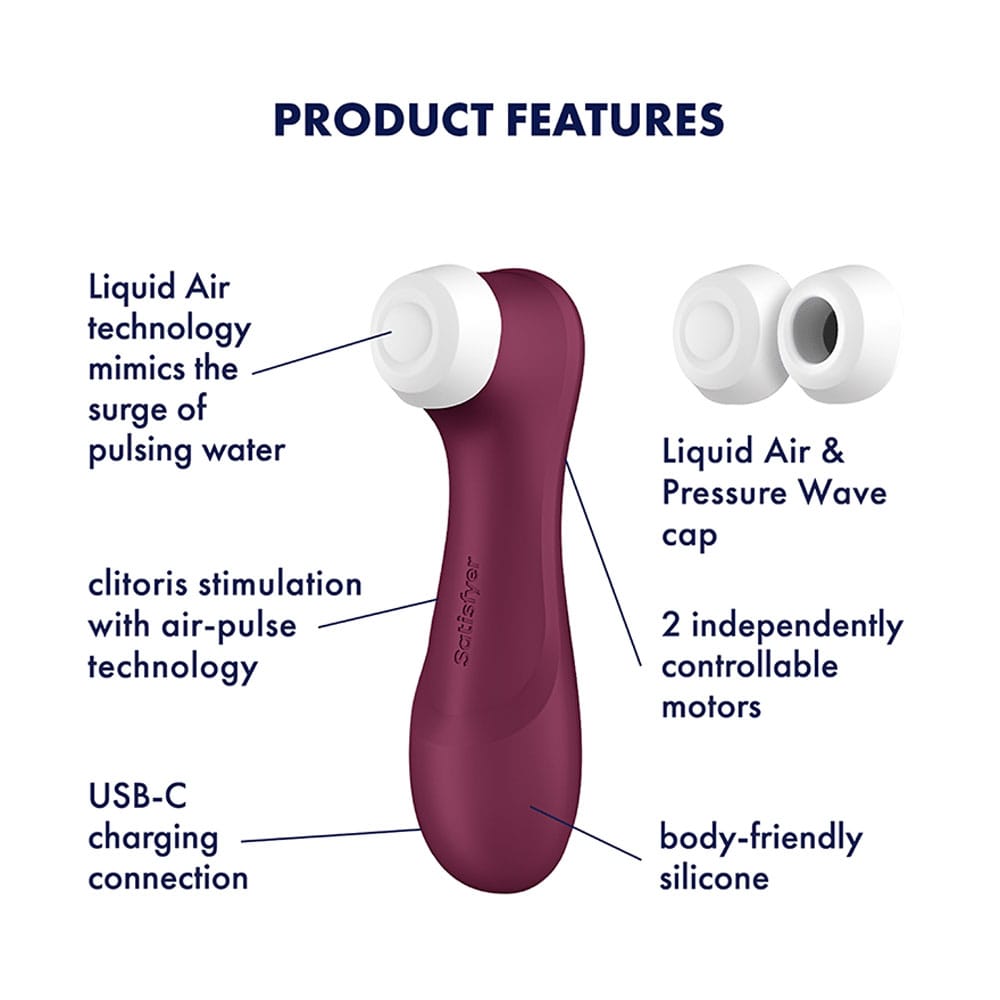 Satisfyer Pro 2 Generation 3 - Wine Red - Wine Red Touch-Free USB-C Rechargeable Clitoral Stimulator