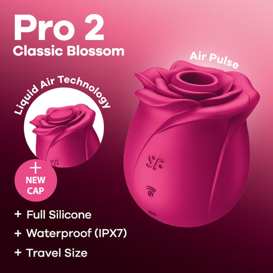 Satisfyer Pro 2 Classic Blossom - Red USB-C Rechargeable Air Pulse Rose Stimulator