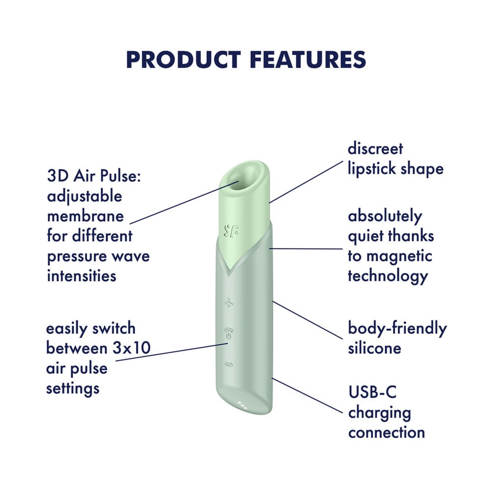 Satisfyer Naughty Kiss - Mint Green USB Rechargeable Air Pulse Stimulator