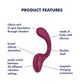 Satisfyer G For Goddess 2 - Wine Red - Wine Red 18.8 cm USB Rechargeable Vibrator with Clit Stim