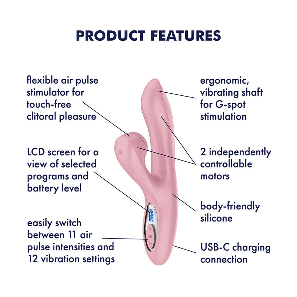 Satisfyer Pro + G-Spot - Pink - Rose Pink 22 cm USB-C Rechargeable Rabbit Vibrator with Touch-Free Clitoral Stimulator