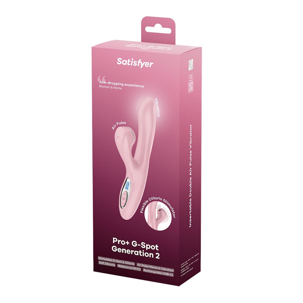 Satisfyer Pro + G-Spot - Pink - Rose Pink 22 cm USB-C Rechargeable Rabbit Vibrator with Touch-Free Clitoral Stimulator