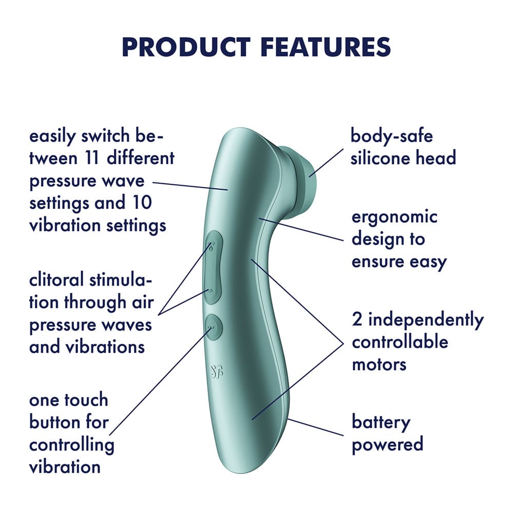 Satisfyer Pro 2+ Battery Series - Mint Green Air Pulse Clitoral Stimulator with Vibration
