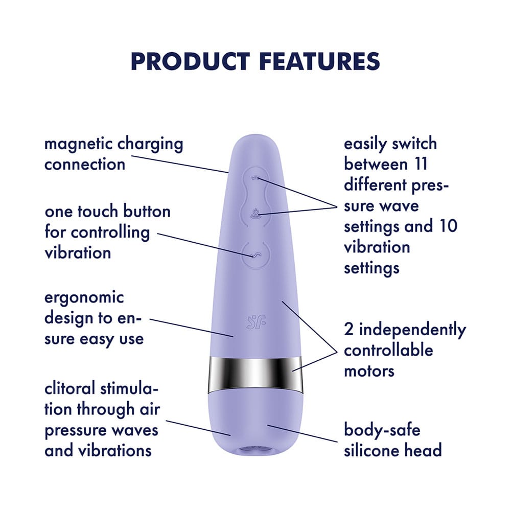 Satisfyer Pro 3+ Purple - Purple USB-Rechargeable Air Pulse Clitoral Stimulator with Vibration