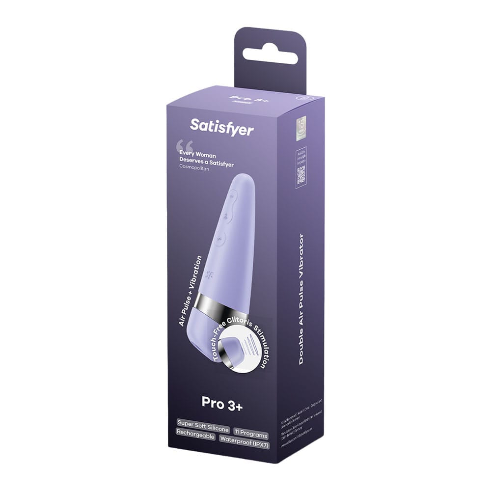 Satisfyer Pro 3+ Purple - Purple USB-Rechargeable Air Pulse Clitoral Stimulator with Vibration
