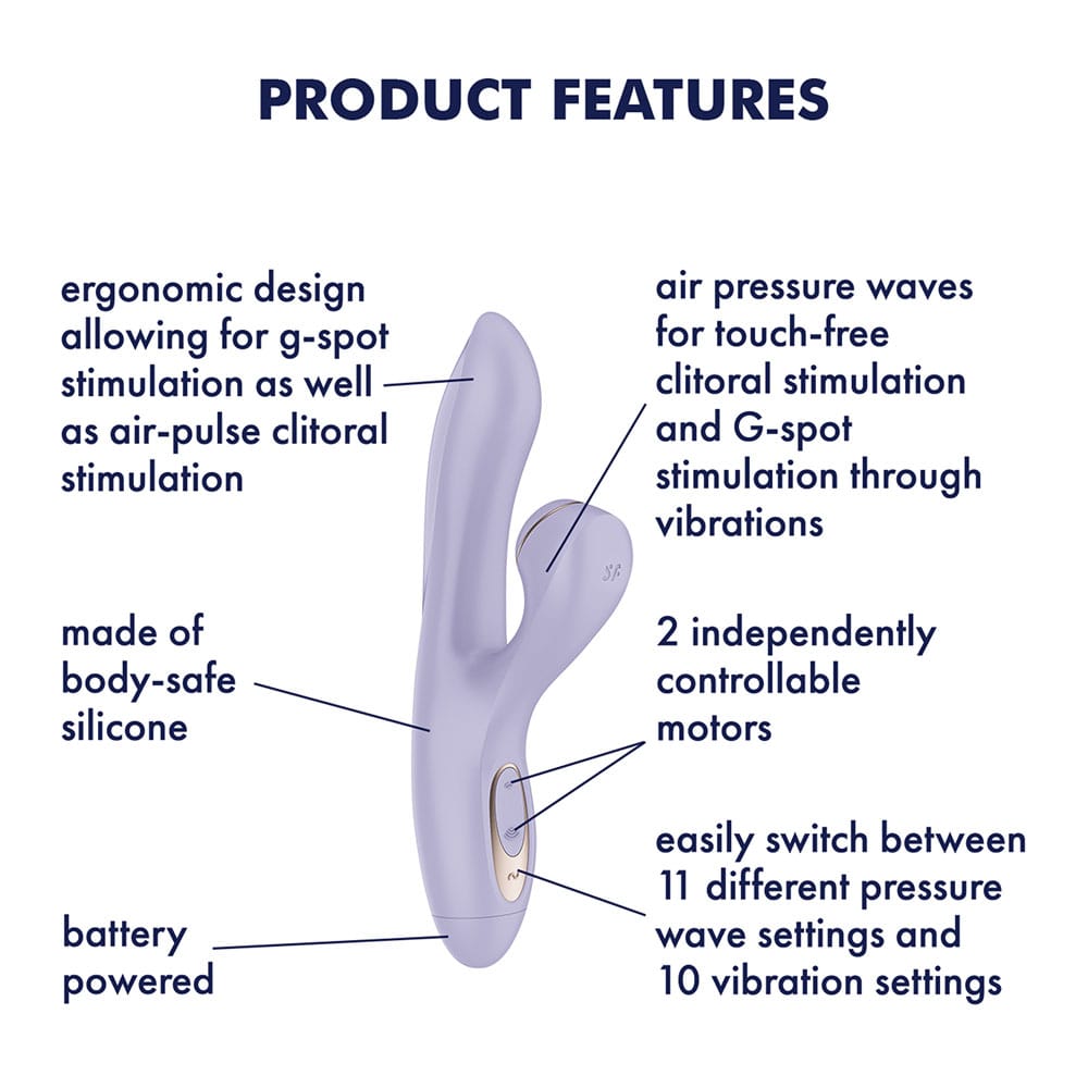 Satisfyer Pro + G-Spot - Battery Series - Lavender Vibrator with Air Pulse Clitoral Stimulator