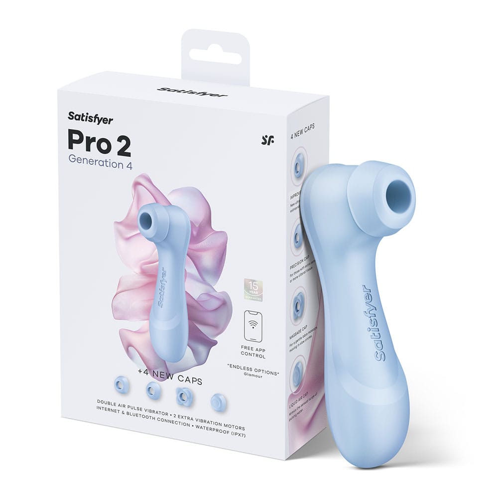 Satisfyer Pro 2 Generation 4 - Serene Blue - Blue Touch-Free USB-C Rechargeable Clitoral Stimulator with App Control
