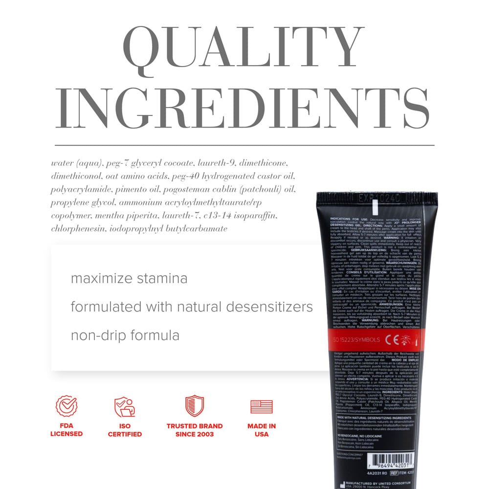 JO Prolonger Gel - 60 mL - Penis Desensitising Gel - 60 ml Tube