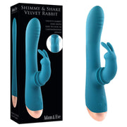 Adam & Eve SHIMMY & SHAKE VELVET RABBIT - Blue 22.4 cm USB Rechargeable Rabbit Vibrator