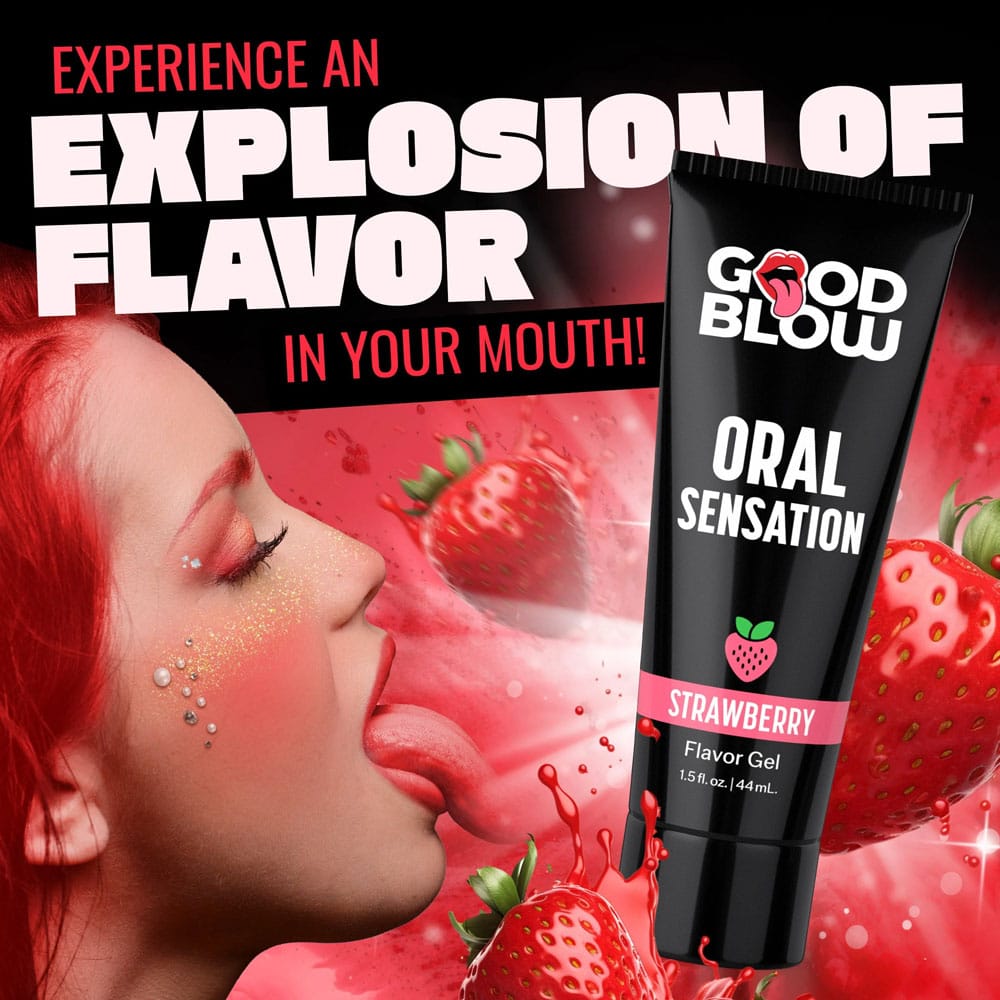 Good Blow Oral Sensation Gel - Strawberry - Strawberry Flavoured Oral Sex Gel - 44 ml Tube
