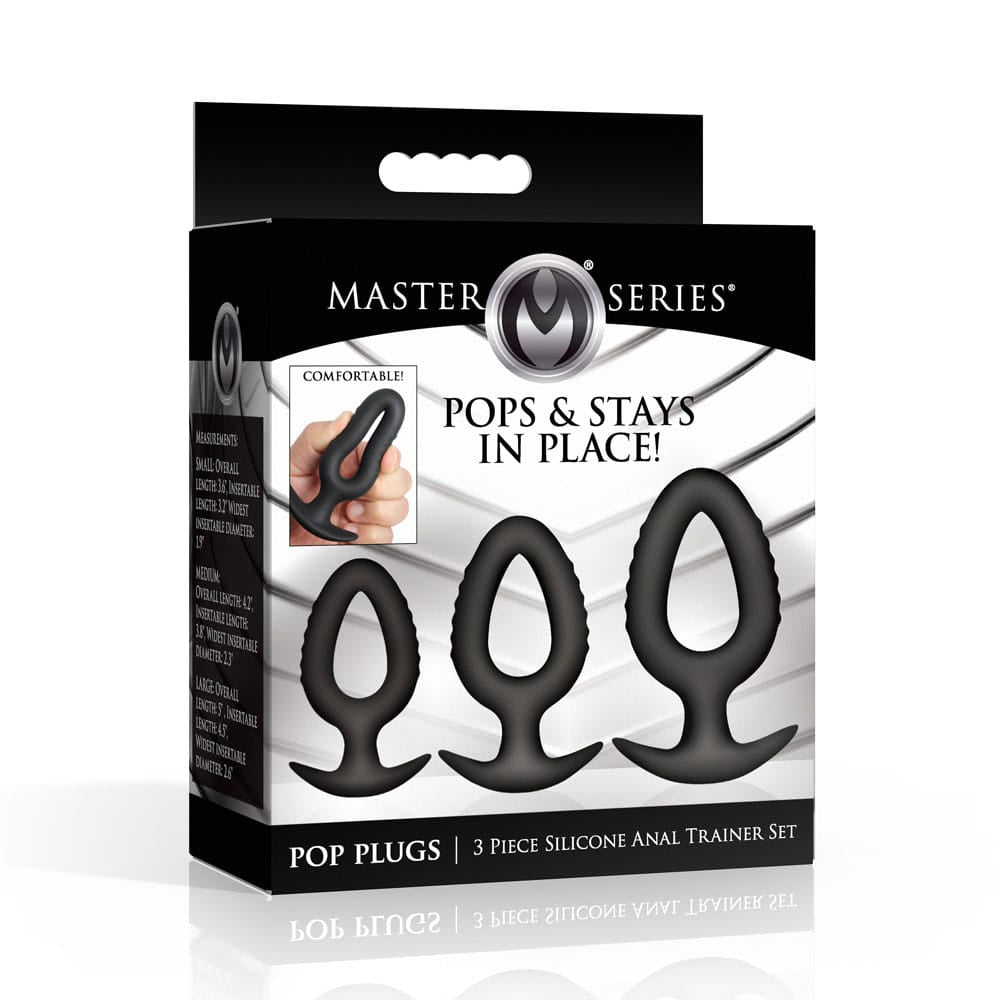 Master Series Pop Plugs - Black Anal Plug Trainer Set - Set of 3 Sizes