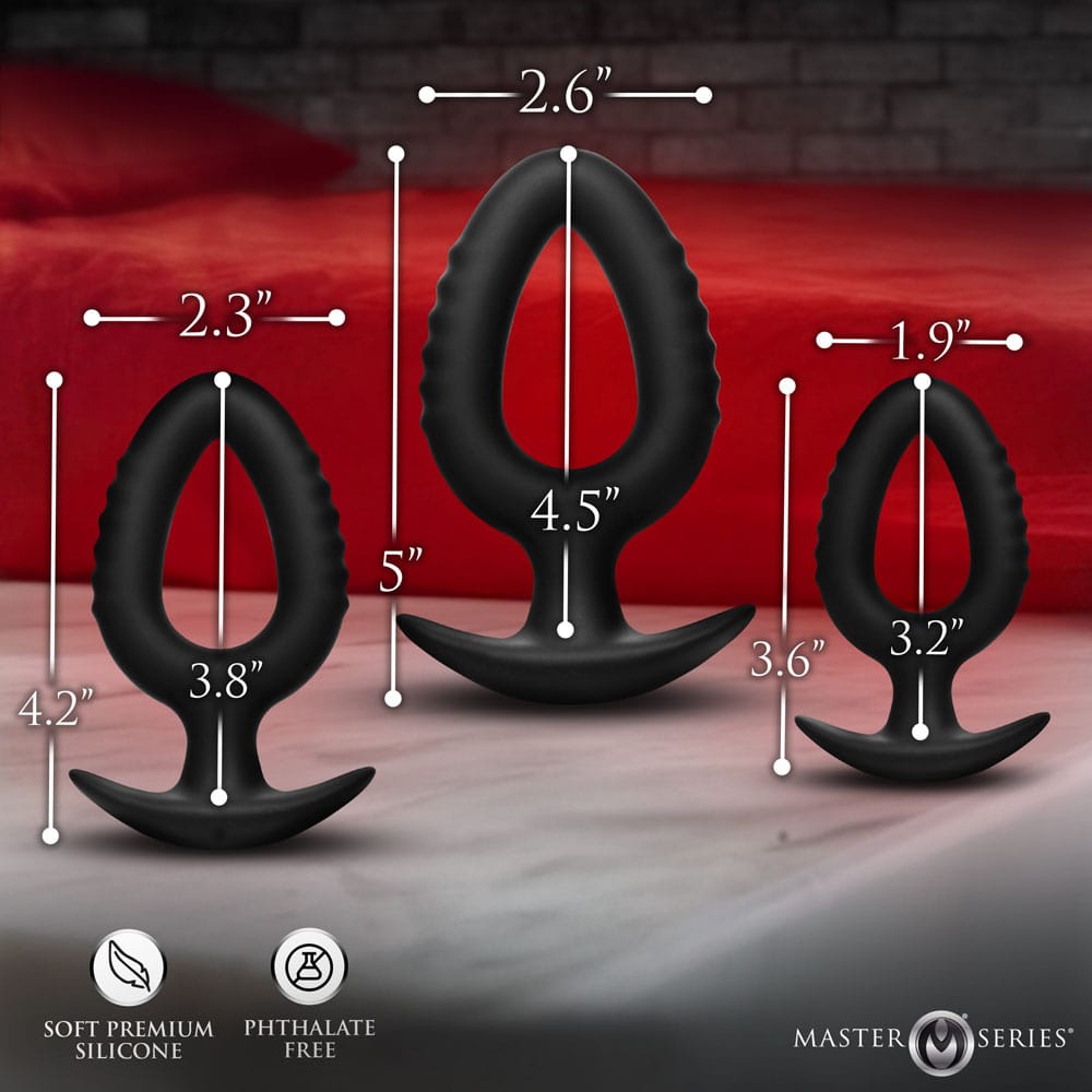 Master Series Pop Plugs - Black Anal Plug Trainer Set - Set of 3 Sizes