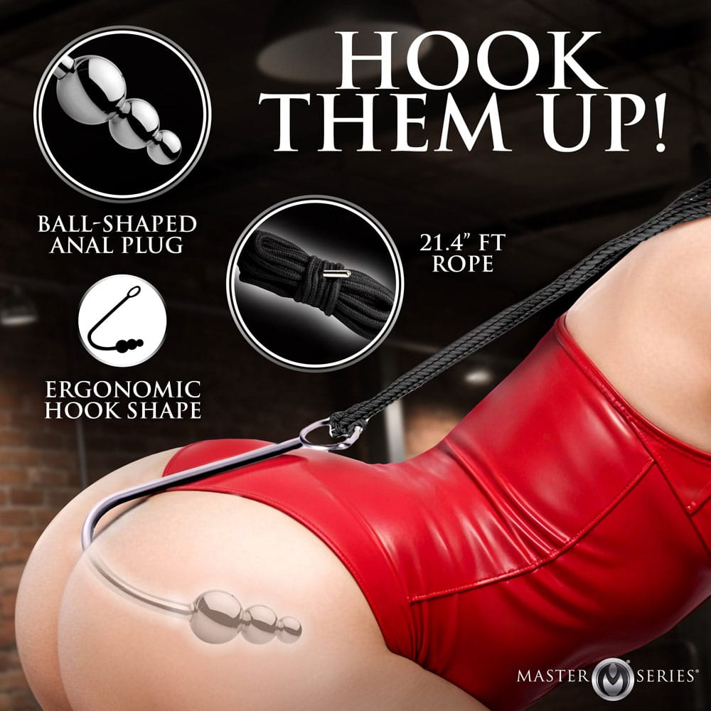 Master Series Roped - Beaded Anal Hook With Rope