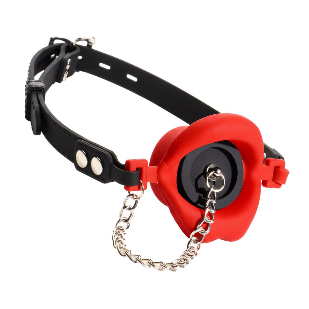 Master Series Plugged - Red Lips Silicone Feeding Mouth Gag