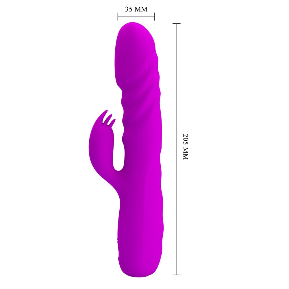 Party Up BOB Thrusting Vibe - Purple - Purple 25 cm USB Rechargeable Thrusting Rabbit Vibrator