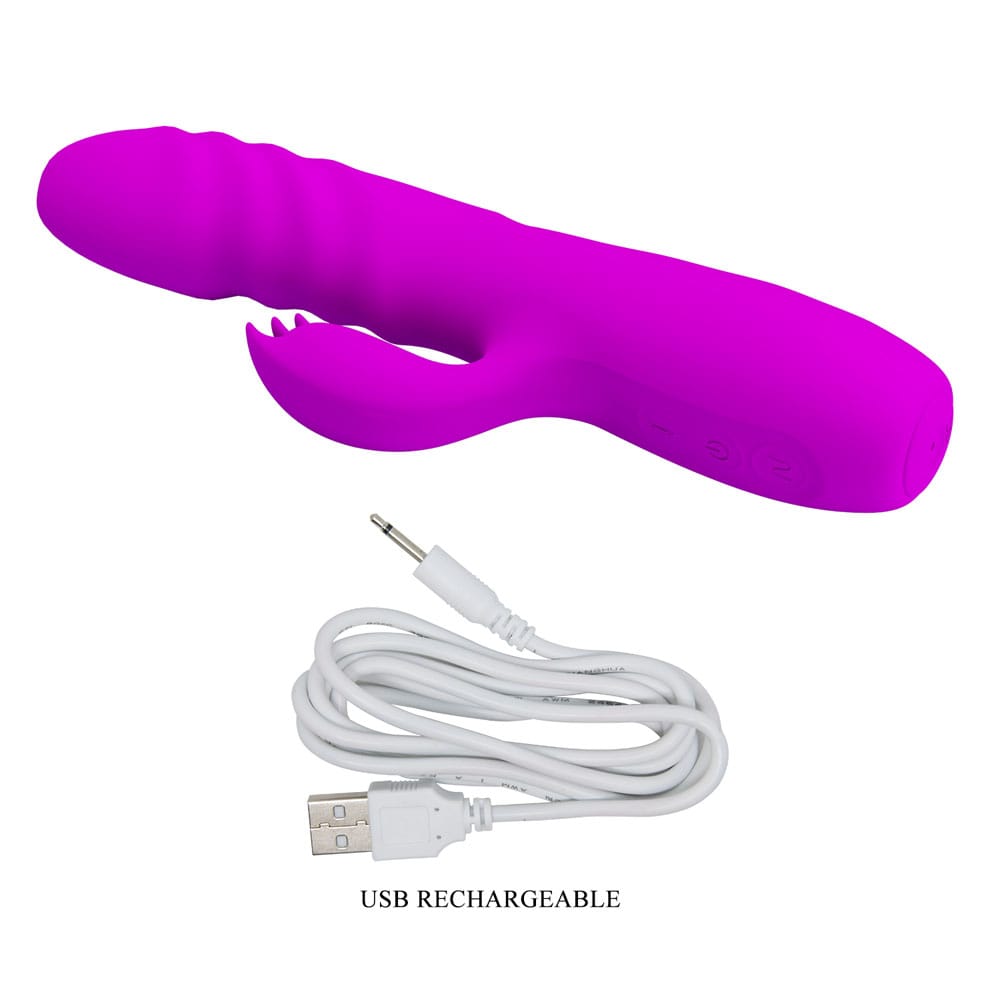 Party Up BOB Thrusting Vibe - Purple - Purple 25 cm USB Rechargeable Thrusting Rabbit Vibrator