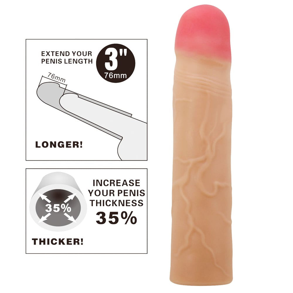 Party Up PHILIP 3 Inch Extender Sleeve - Flesh 3 Inch Penis Extender Sleeve