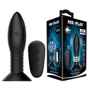 MR PLAY Rotation Beads Anal Plug - Black USB Rechargeable Beaded Butt Plug with Wireless Remote