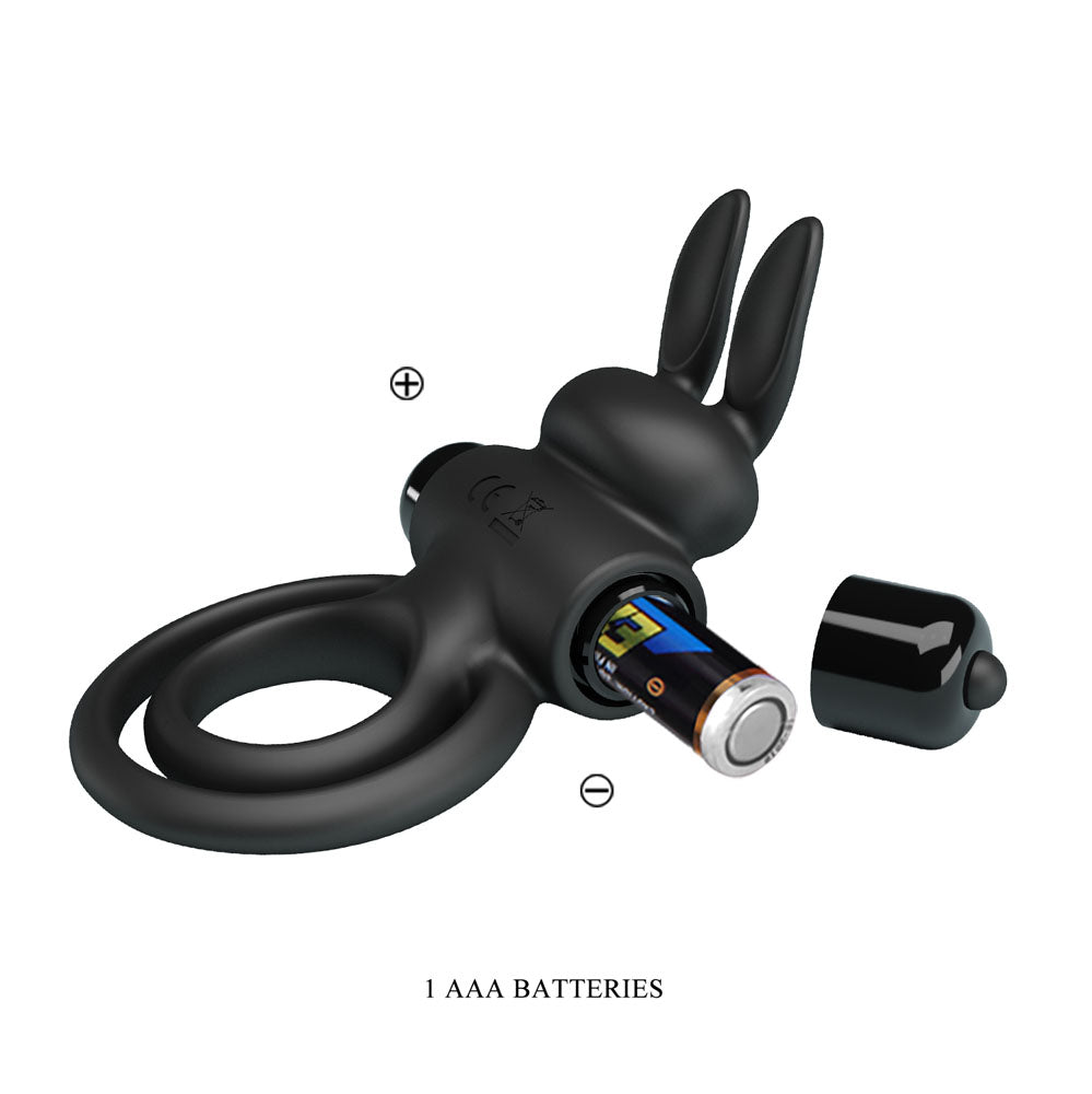 Party Up LAWRENCE Vibrating Cock Ring - Black Vibrating Cock & Balls Ring