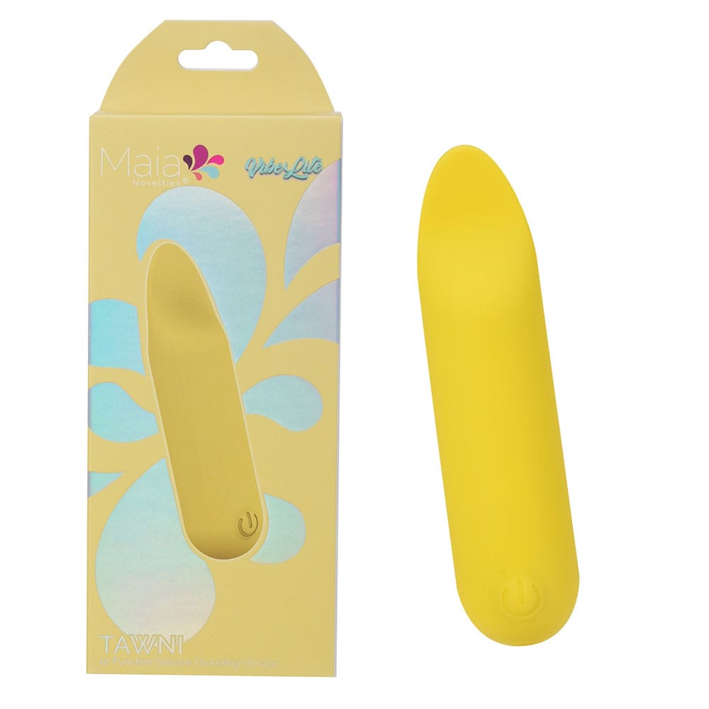 Maia TAWNI - Yellow - Yellow 9 cm USB Rechargeable Bullet with Flickering Tip