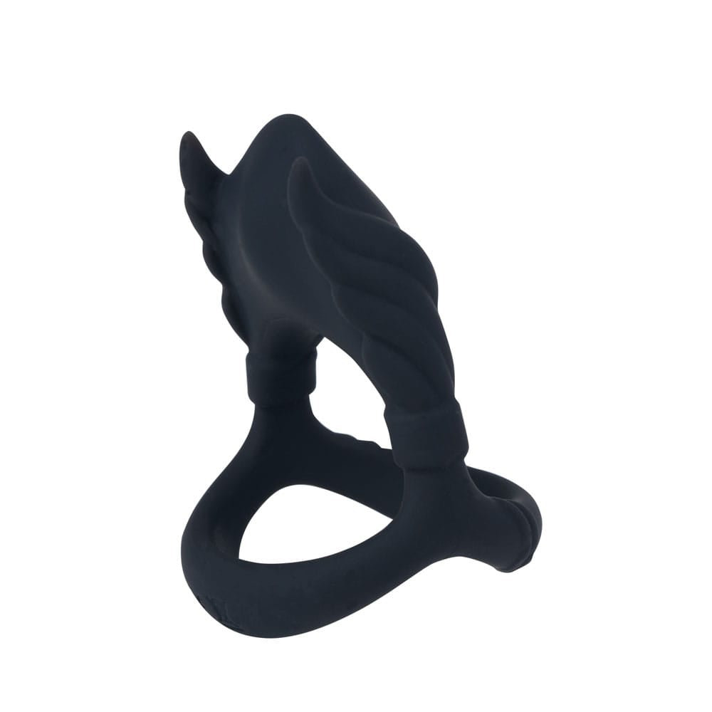 Maia ROCKY - Black - Black USB Rechargeable Vibrating Cock & Balls Ring