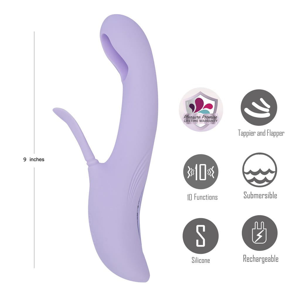 Maia CHARLI - Lavender 22.9 cm USB Rechargeable Flapping & Tapping Rabbit Vibrator
